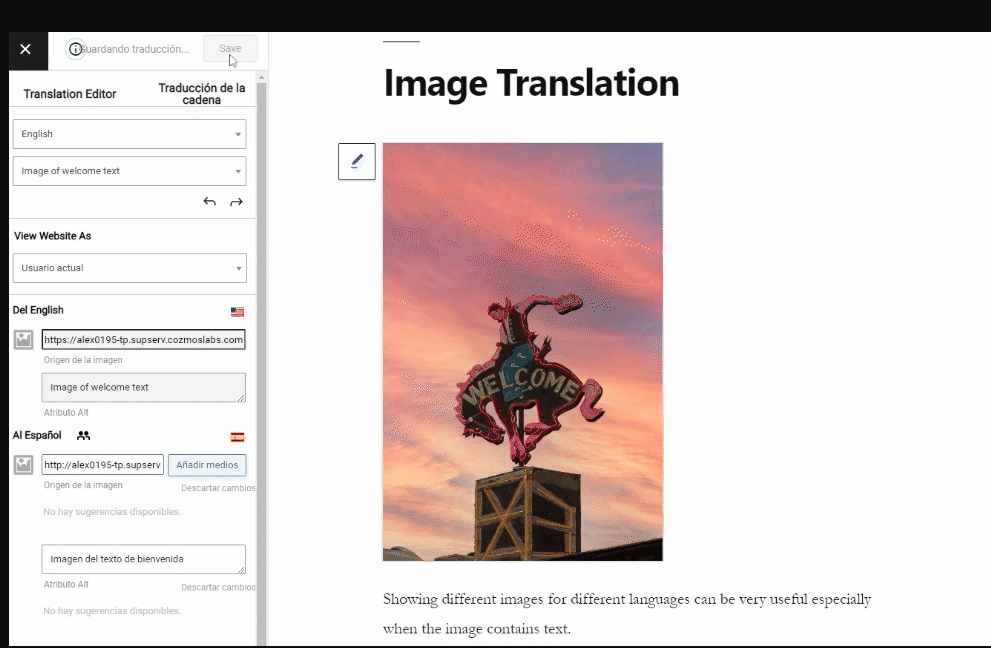 TranslatePress visual translation editor