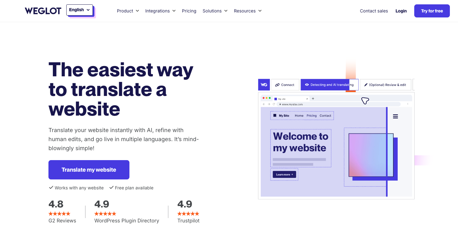Weglot hosted website translation workflow