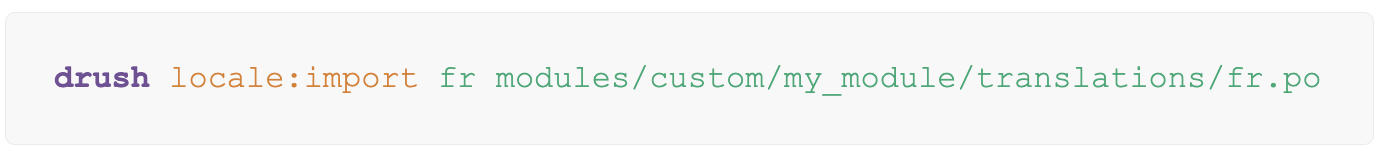 Drush configuration for importing a Drupal PO file