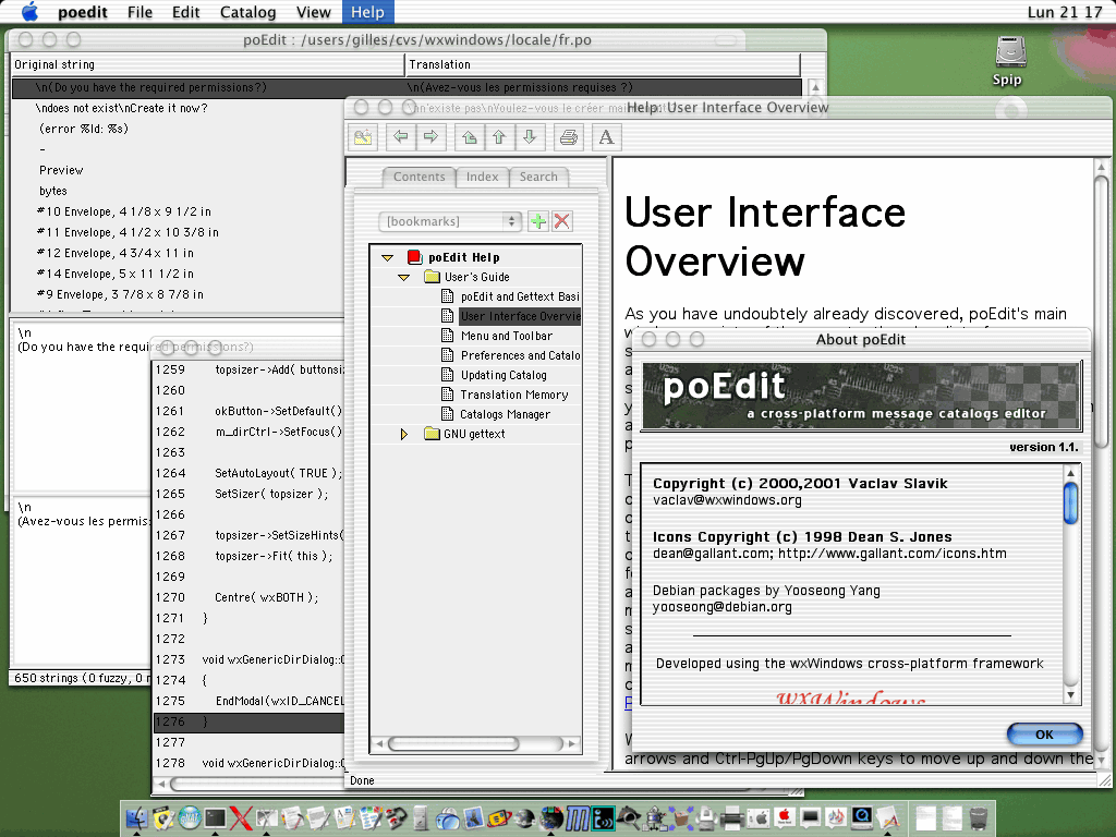 Early Poedit version on Mac OS X with Aqua interface