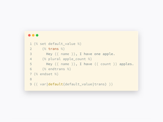 Poedit source code panel showing Twig template syntax with highlighted strings